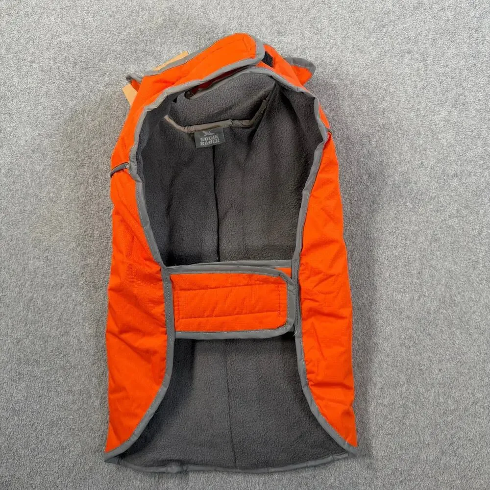 Eddie Bauer Dog Jacket Coat Size Medium Orange Grey Winter Warm Reflective New
